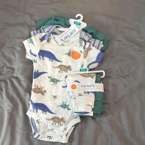 Carter's Dinosaur Print Onesies and pants
